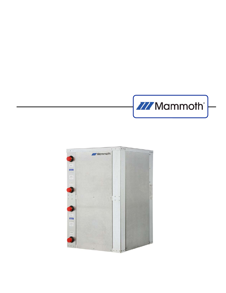 Mammoth 5 to 40 Tons: Water-to-Water (K-Vintage) User Manual | 20 pages