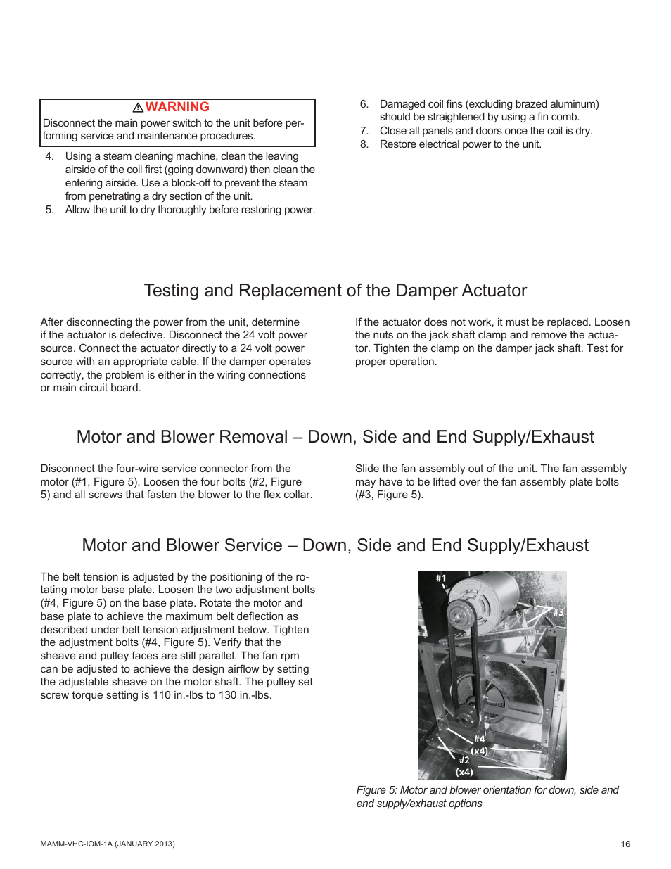 Testing and replacement of the damper actuator | Mammoth 800 to 5500 CFM: Dedicated Outdoor Air System with Enthalpy Wheels (VHC) User Manual | Page 16 / 48