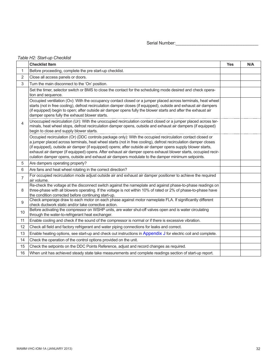 Mammoth 800 to 5500 CFM: Dedicated Outdoor Air System with Enthalpy Wheels (VHC) User Manual | Page 32 / 48