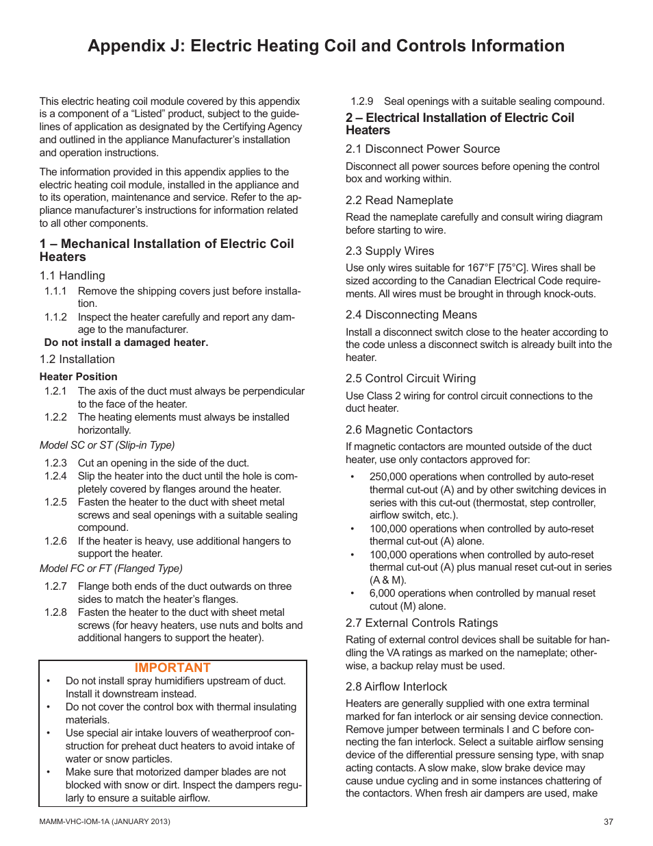 Mammoth 800 to 5500 CFM: Dedicated Outdoor Air System with Enthalpy Wheels (VHC) User Manual | Page 37 / 48