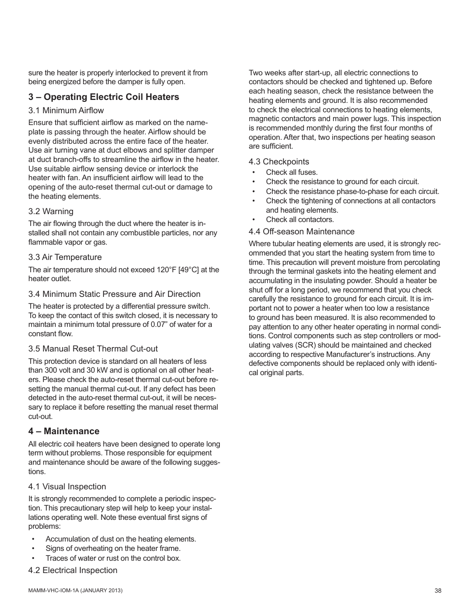 Mammoth 800 to 5500 CFM: Dedicated Outdoor Air System with Enthalpy Wheels (VHC) User Manual | Page 38 / 48