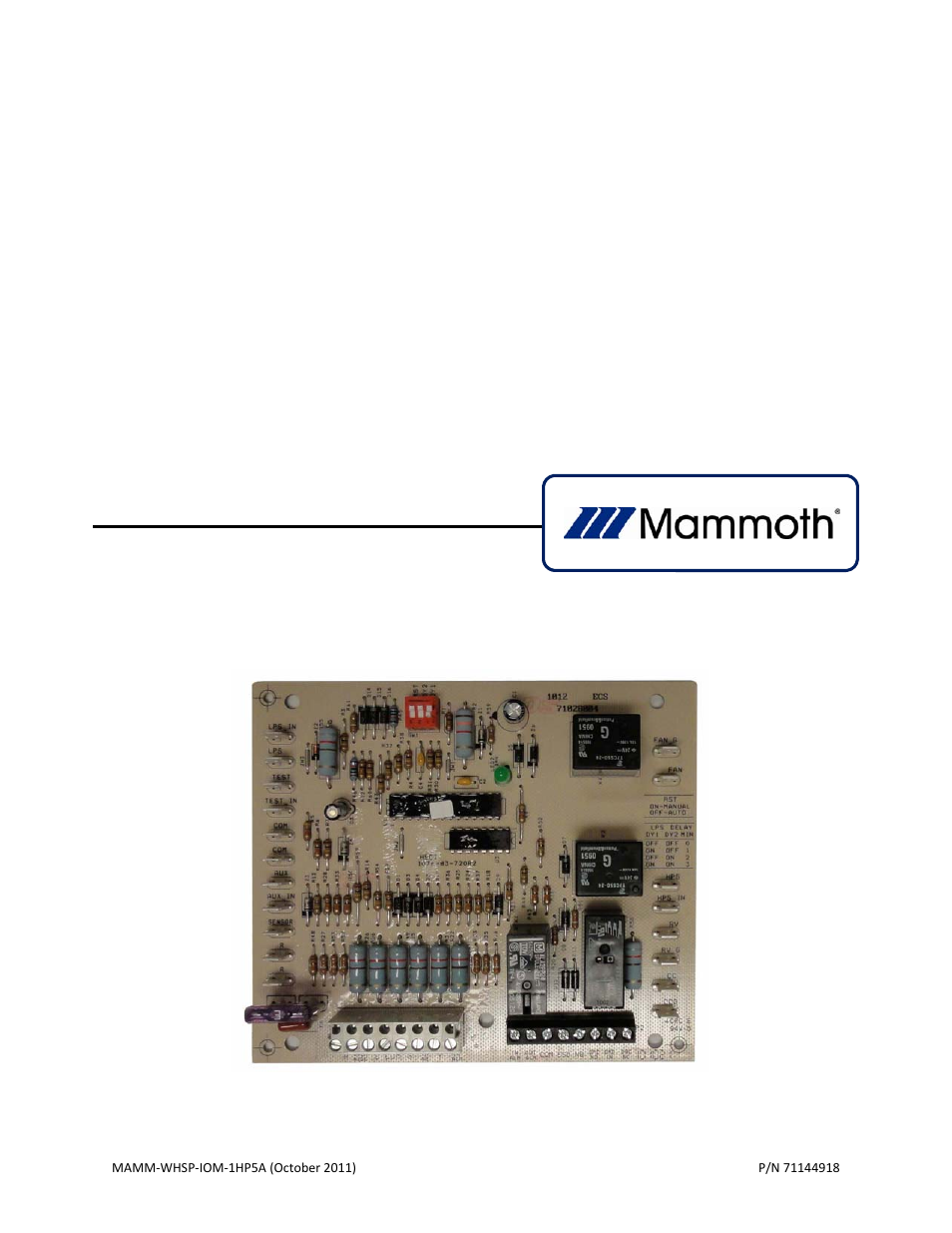 Mammoth HP-5 Microprocessor Control User Manual | 8 pages