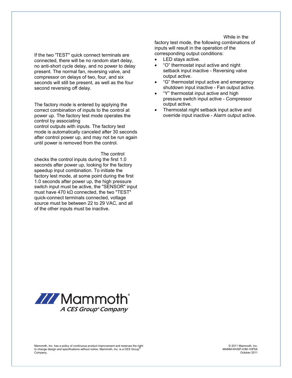 Testing | Mammoth HP-5 Microprocessor Control User Manual | Page 8 / 8