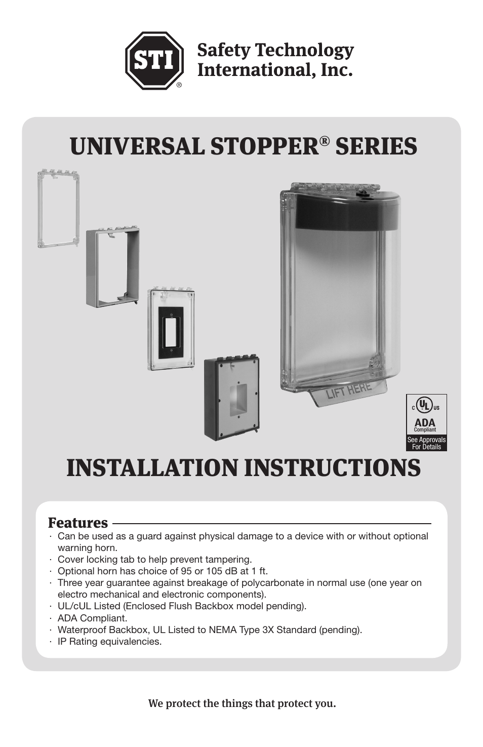 STI UNIVERSAL STOPPER SERIES User Manual | 8 pages