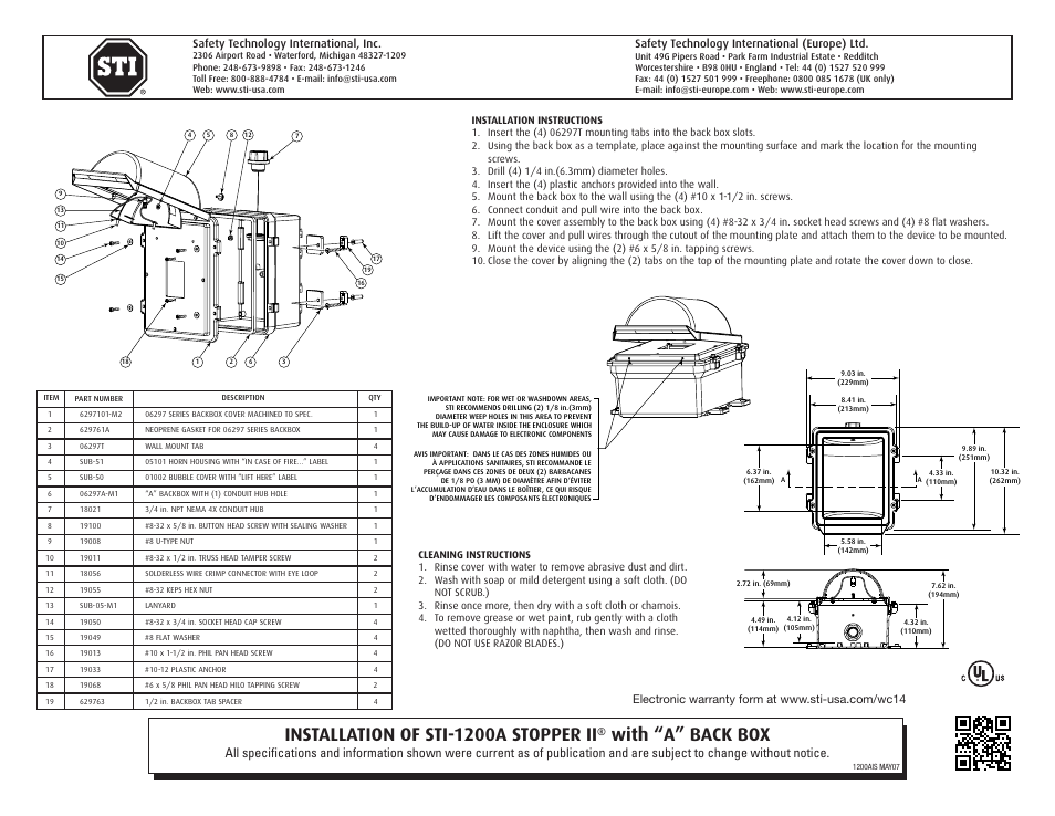 STI 1200A User Manual | 1 page