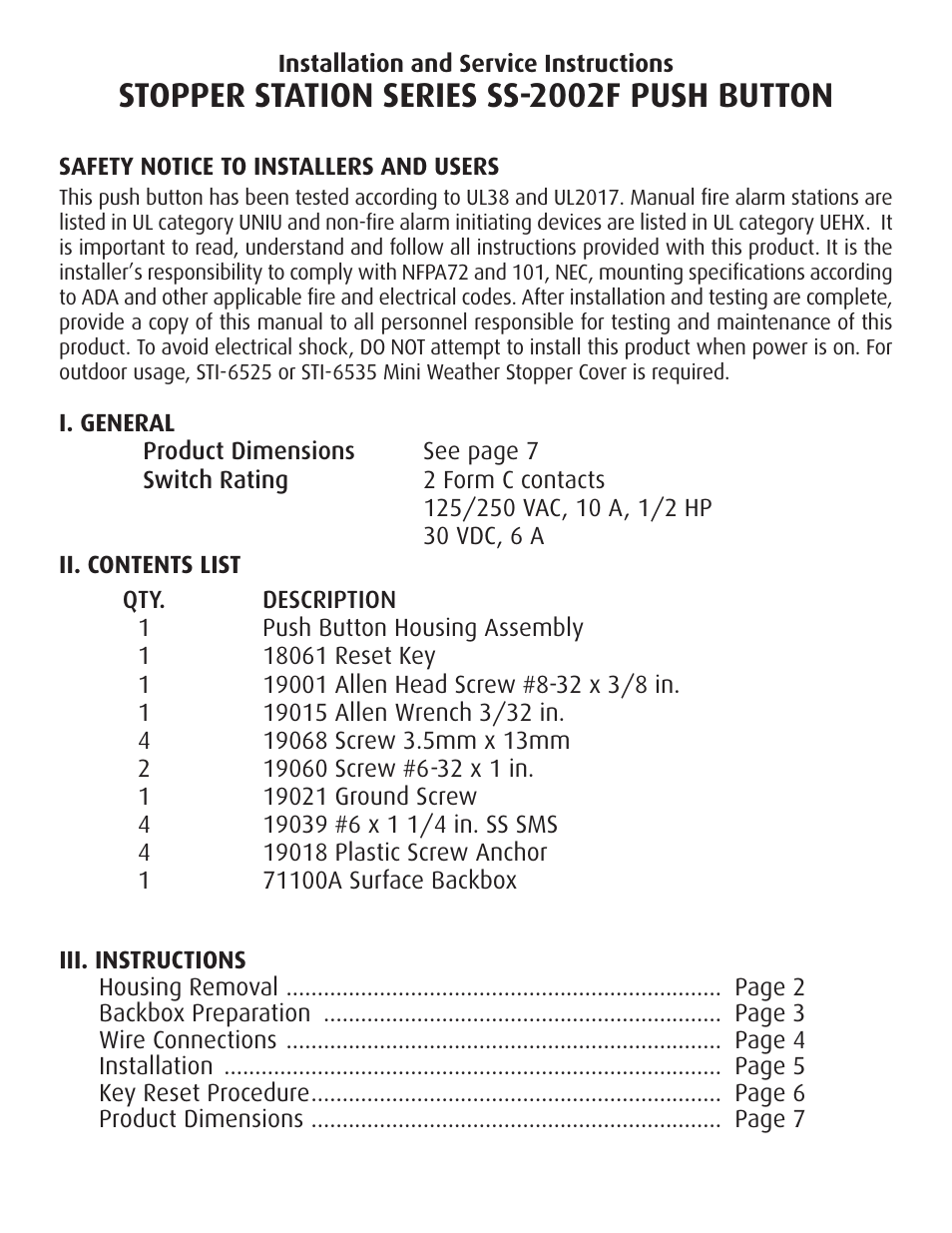 Stopper station series ss-2002f push button | STI SS-2002F User Manual | Page 2 / 8