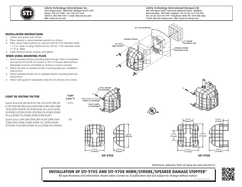 STI 9708 User Manual | 2 pages