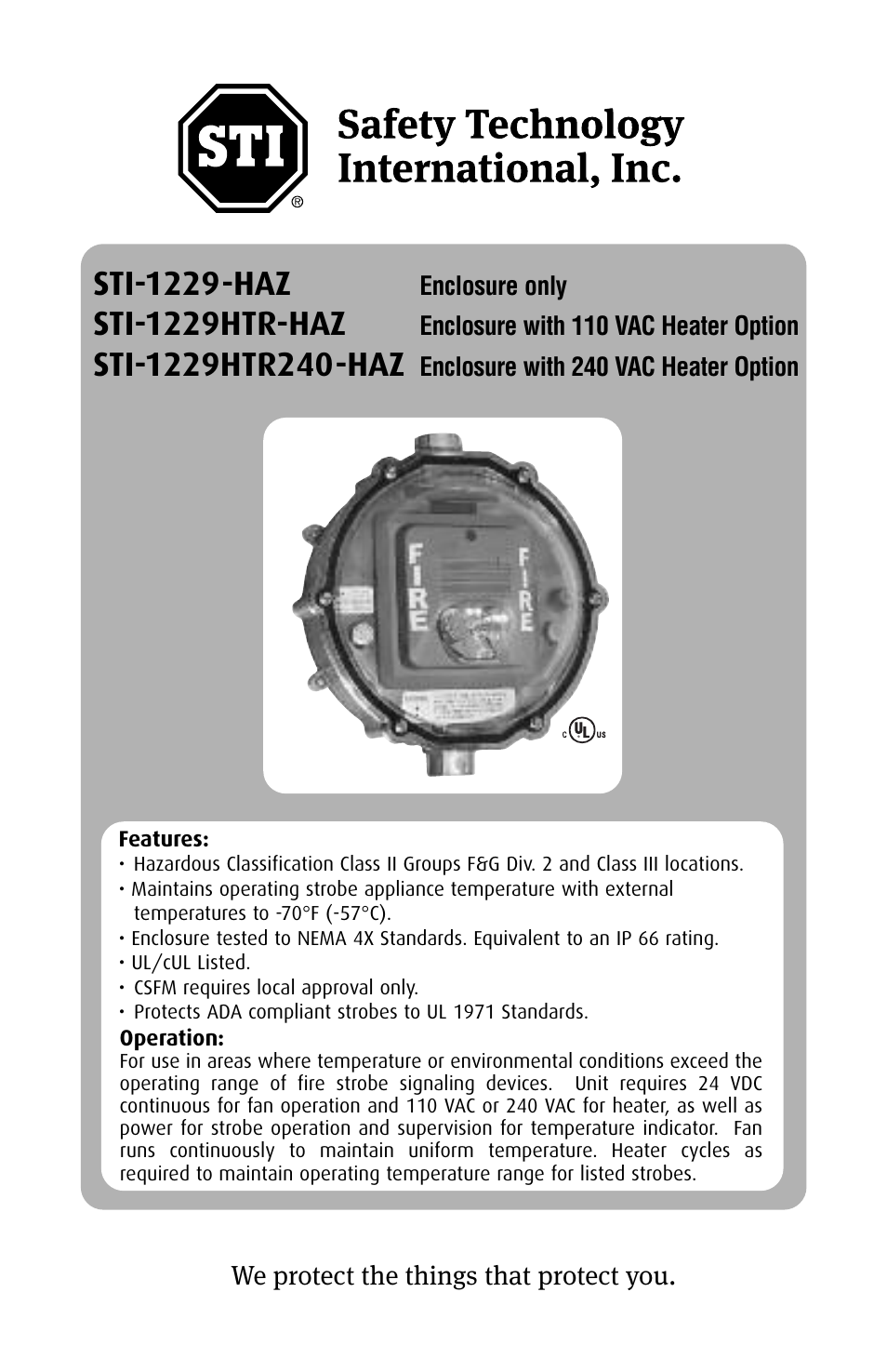 STI 1229HTR-HAZ User Manual | 8 pages