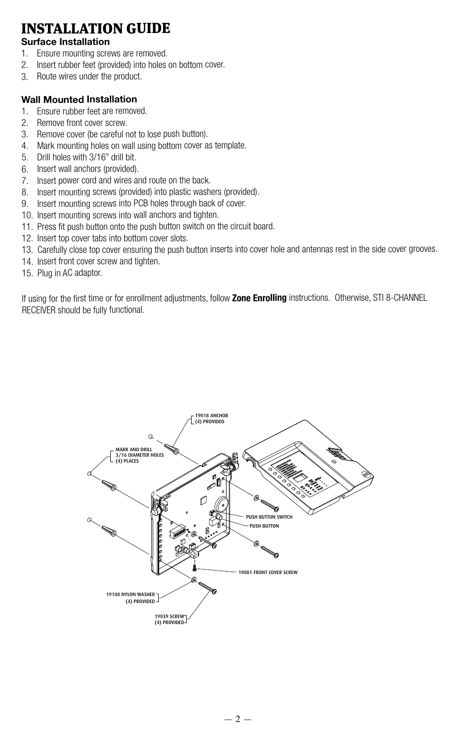 Installation guide, Embossed programming instructions, Multliple systems | Single system | STI 6200WIR8 User Manual | Page 2 / 8