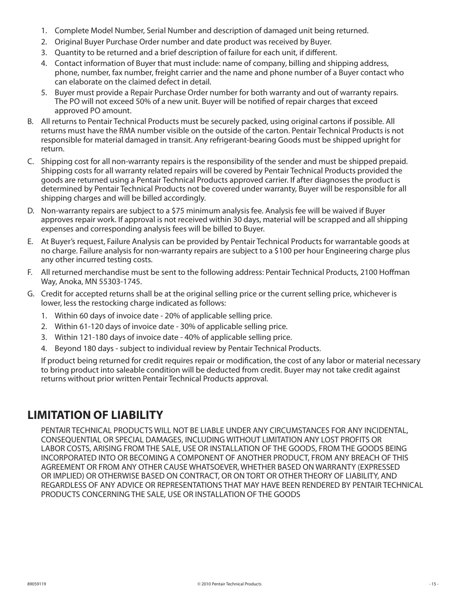 Limitation of liability | STI 18729 User Manual | Page 15 / 16