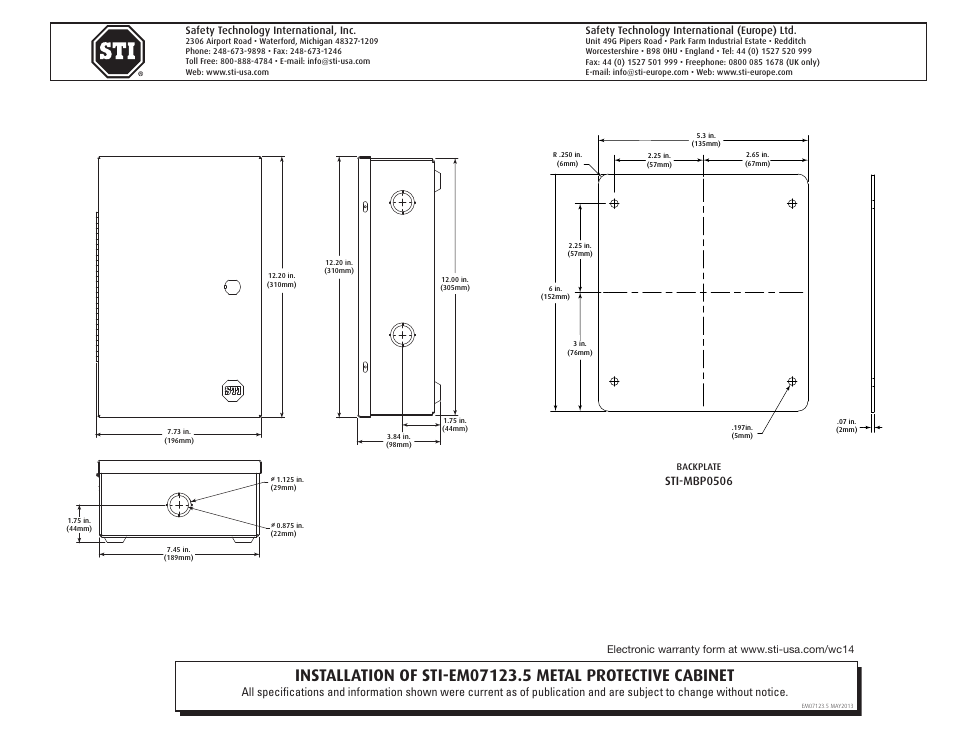 STI EM07123.5 User Manual | 1 page