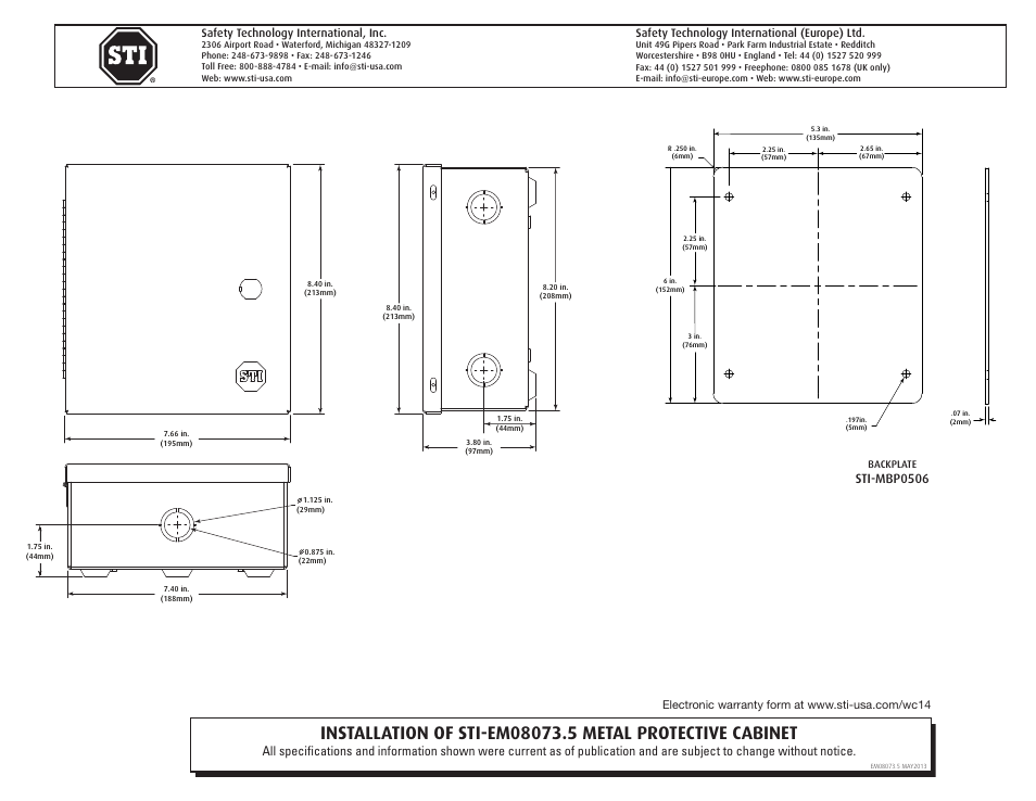 STI EM08073.5 User Manual | 1 page