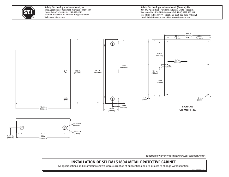 STI EM151804 User Manual | 1 page