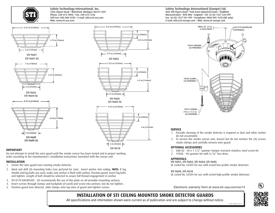 STI 9609-SS User Manual | 2 pages