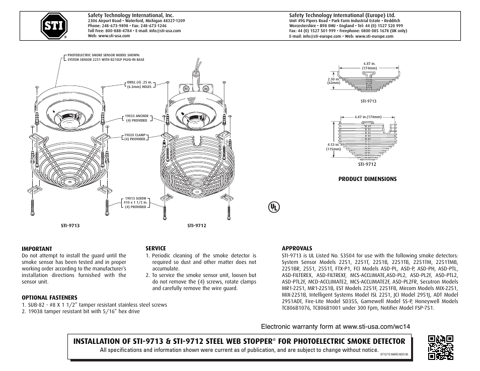 STI 9713 User Manual | 2 pages