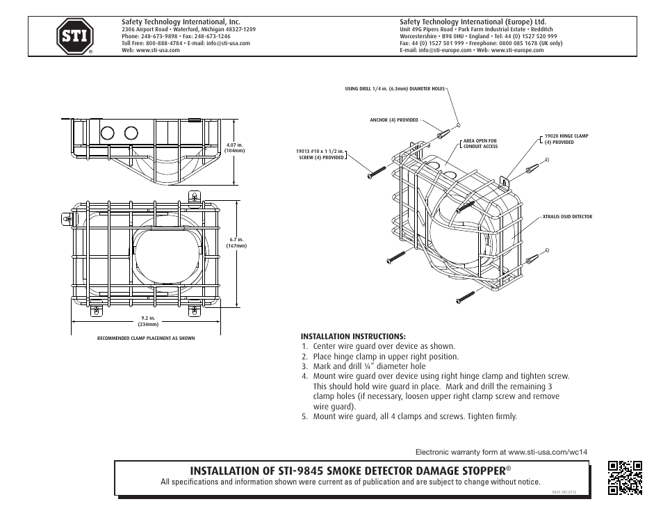 STI 9845 User Manual | 2 pages