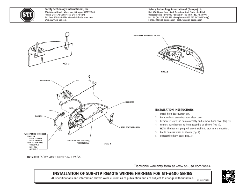 STI SUB-319 User Manual | 1 page