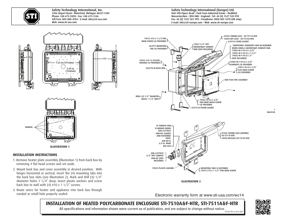 STI 7511F-HTR User Manual | 2 pages