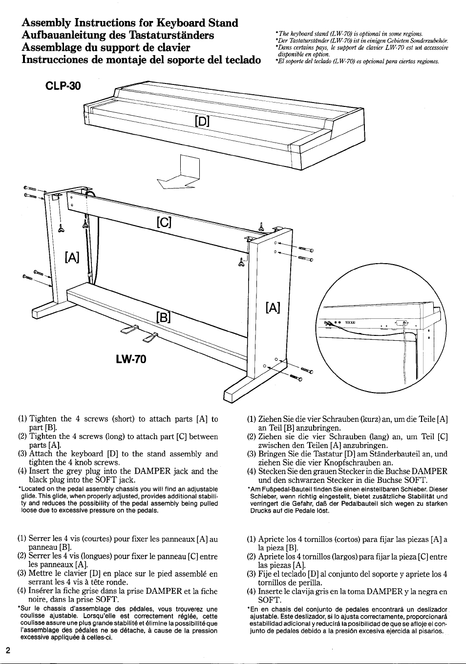 Yamaha Clavinova CLP-20 User Manual | Page 4 / 11