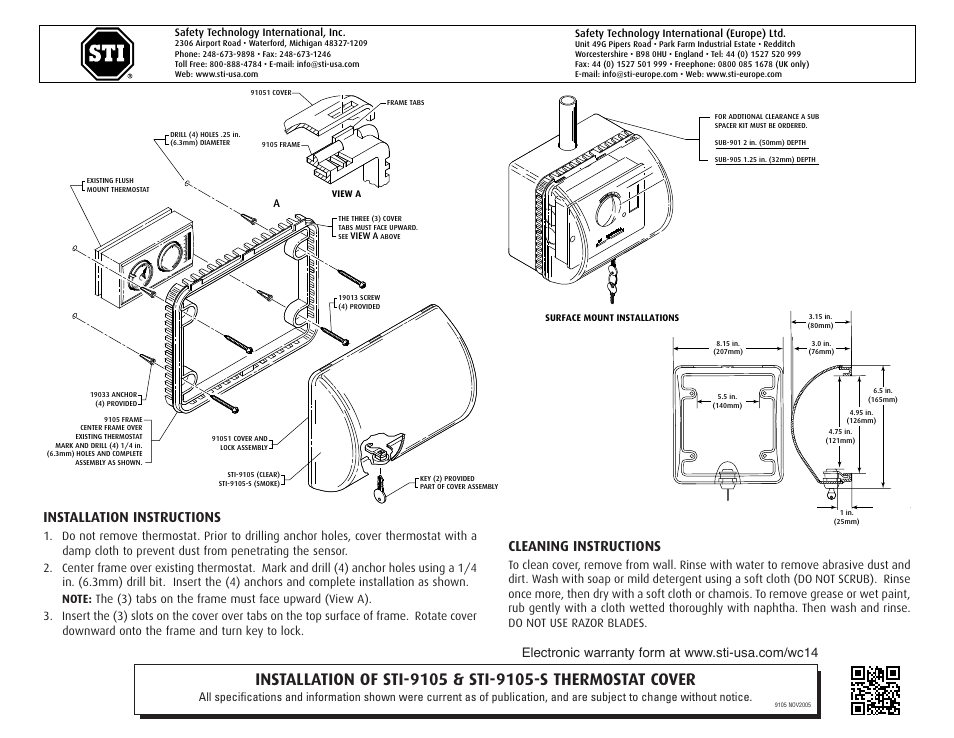 STI 9105 User Manual | 2 pages