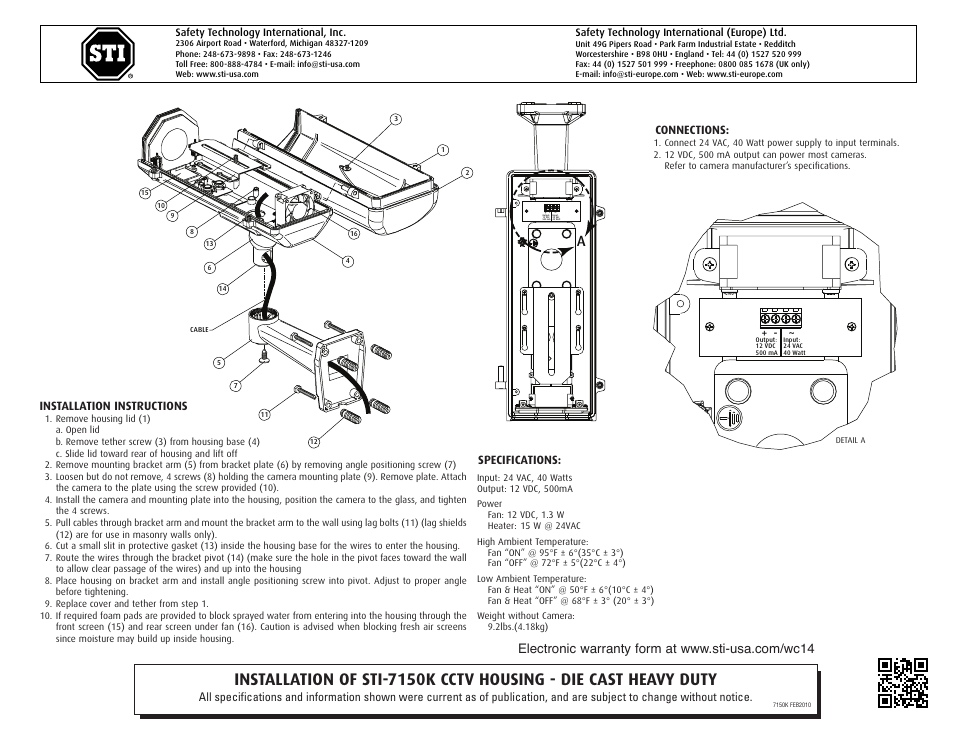 STI 7150K User Manual | 2 pages