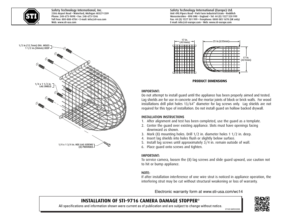 STI 9716 User Manual | 2 pages