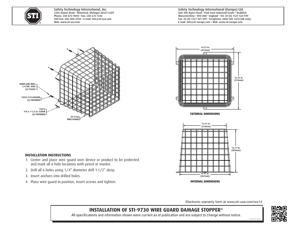 STI 9730 User Manual | 2 pages