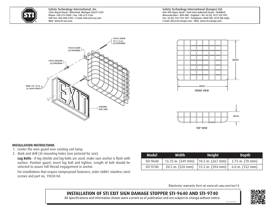 STI 9740 User Manual | 2 pages