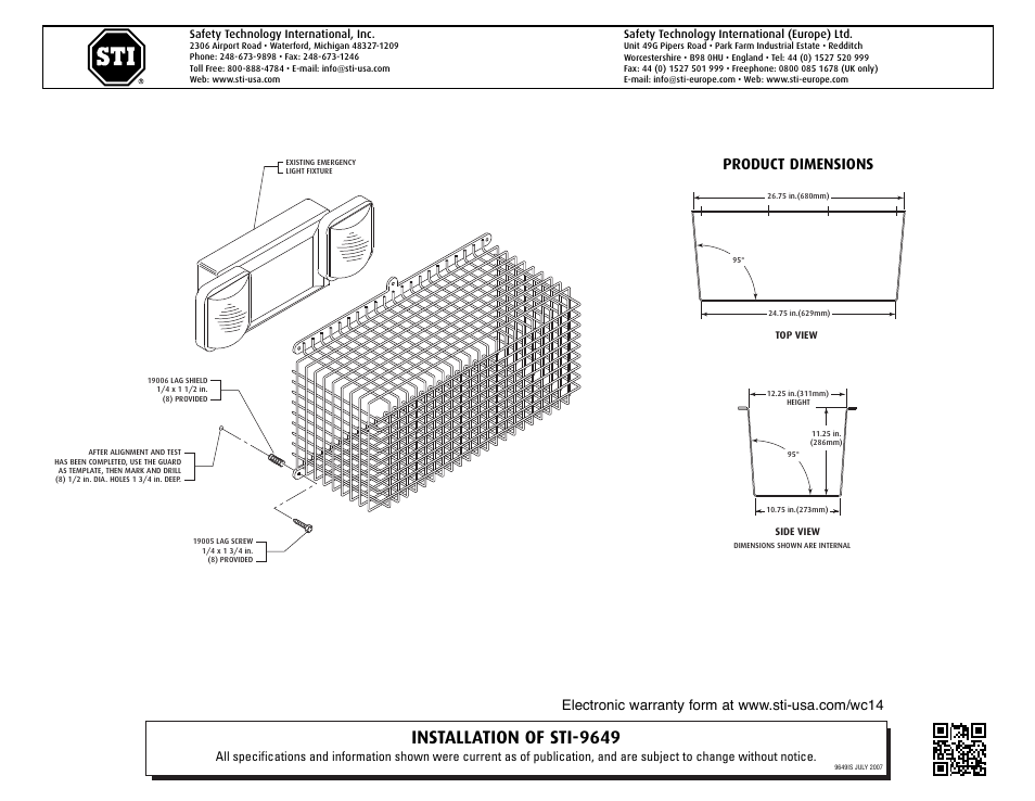 STI 9649 User Manual | 2 pages