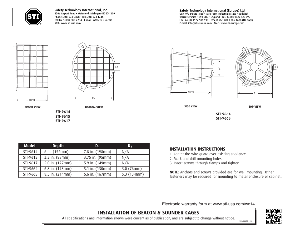STI 9665 User Manual | 2 pages