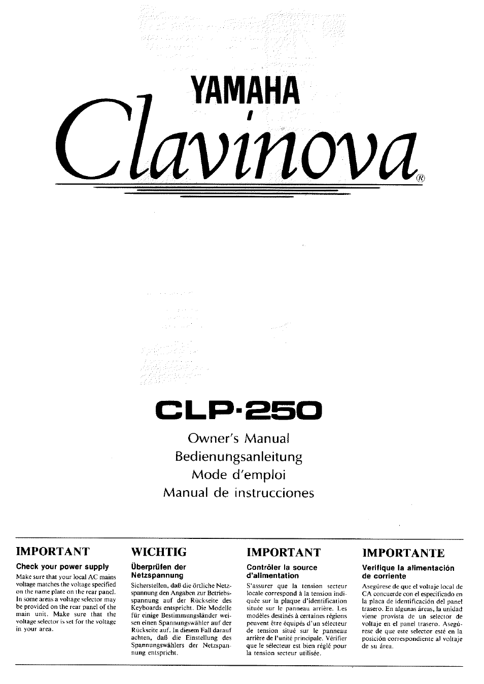 Yamaha CLP-250 User Manual | 17 pages