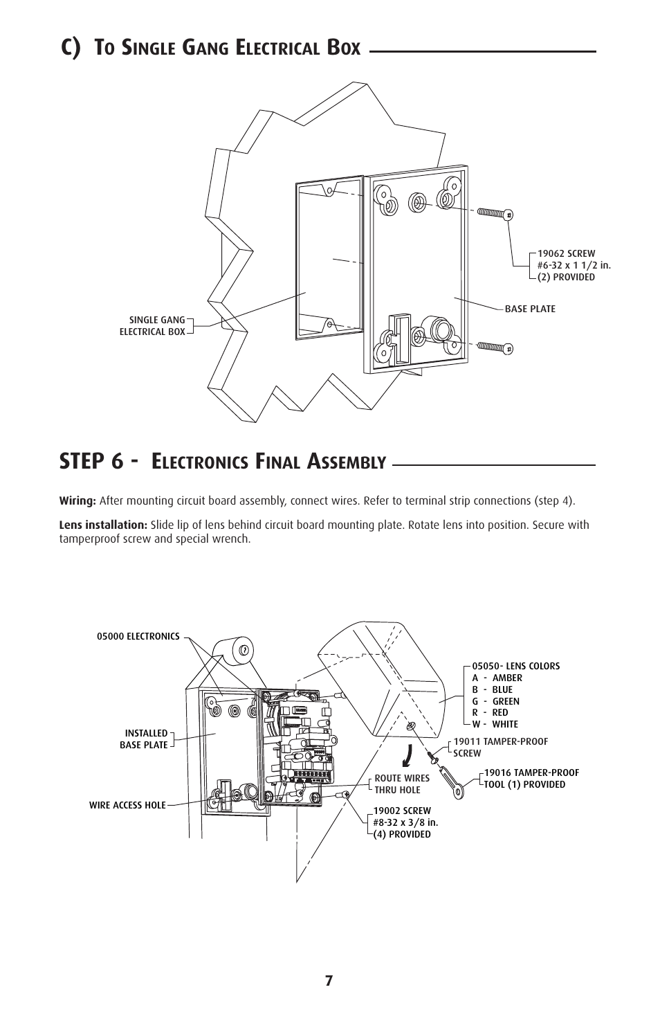 Step 6 - e, C) t, Lectronics | Inal, Ssembly, Ingle, Lectrical | STI SUB-SA505 User Manual | Page 7 / 8