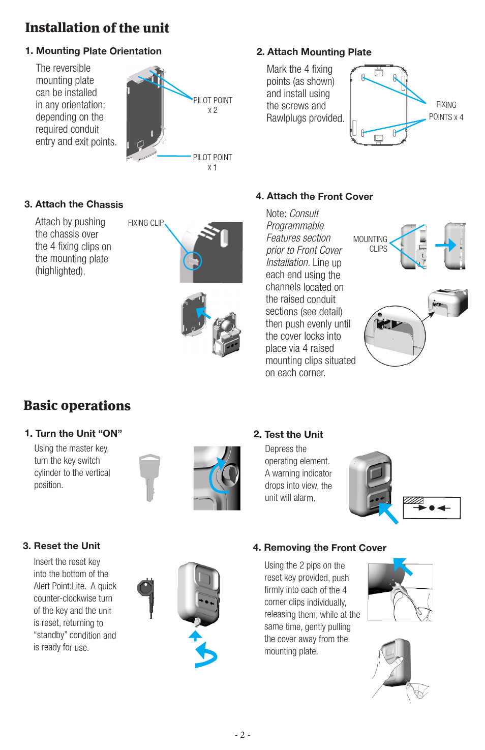 Installation of the unit, Basic operations | STI AP-1-G-I User Manual | Page 2 / 8