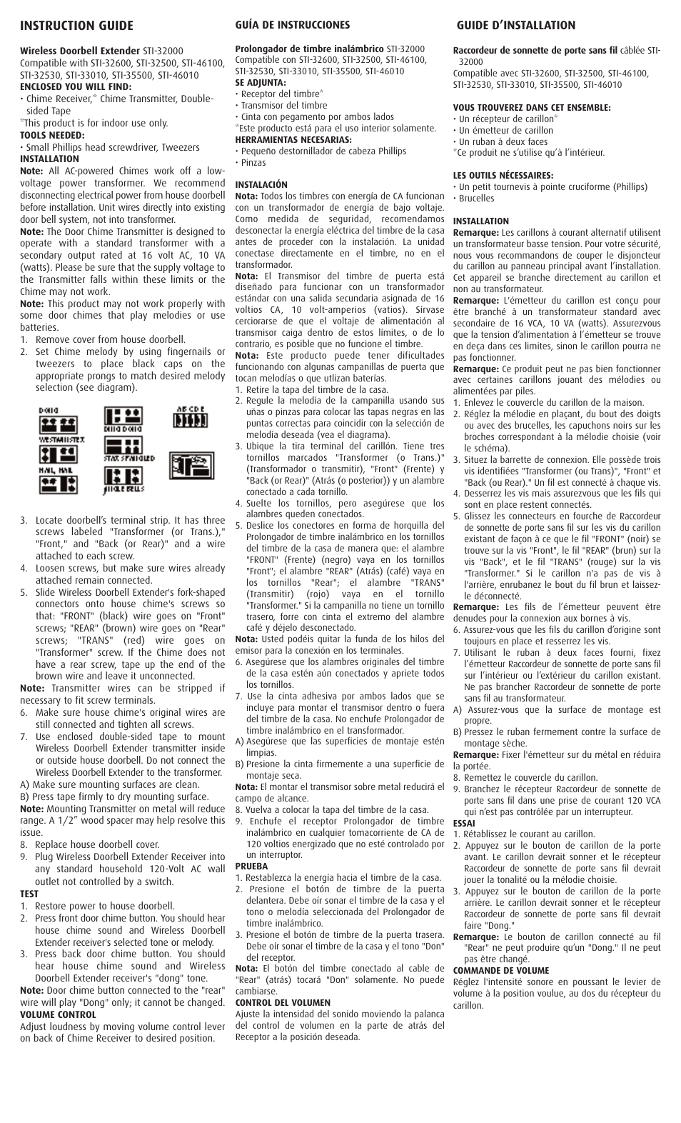 STI 32000 User Manual | 2 pages