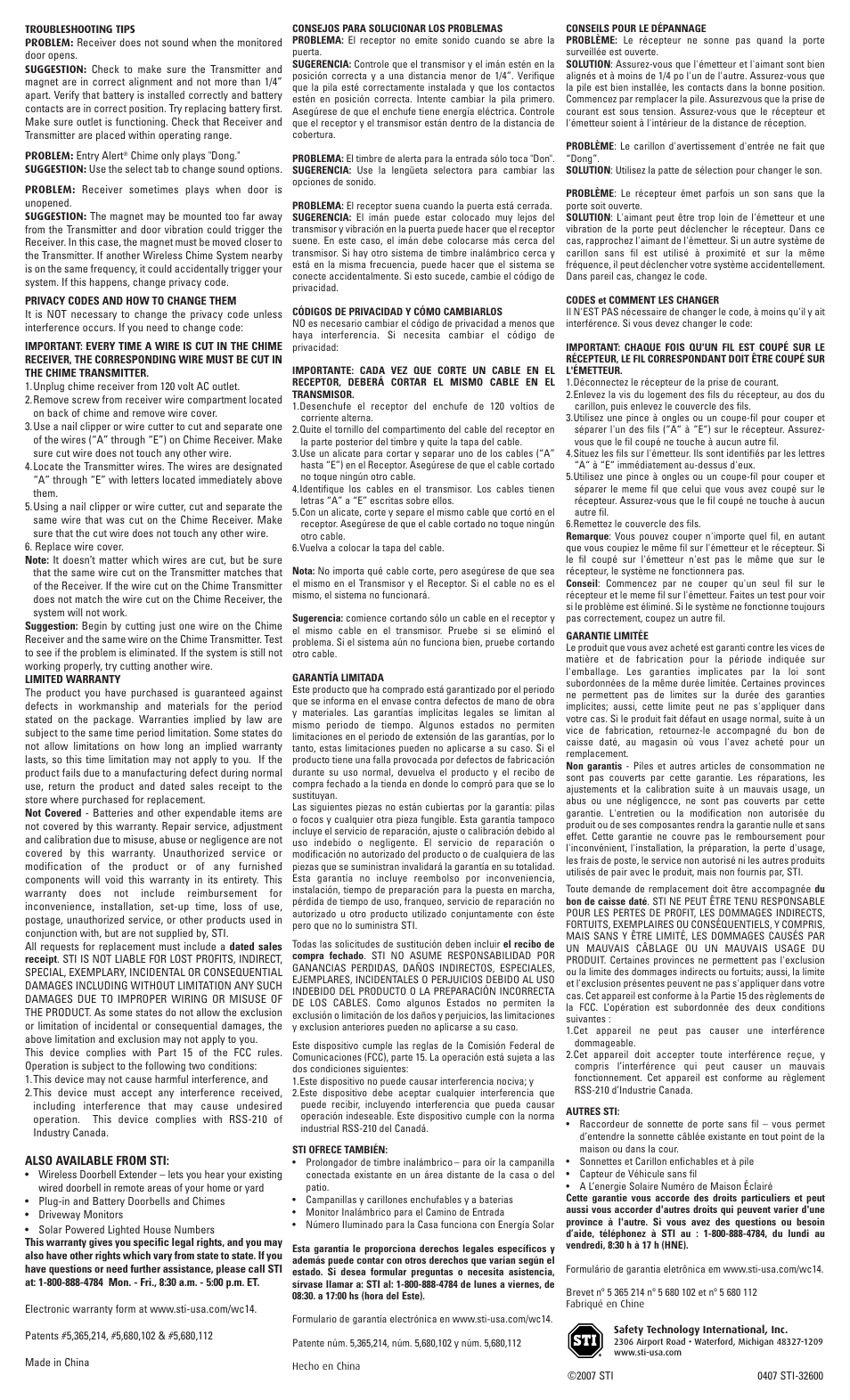 STI 32600 User Manual | Page 2 / 2