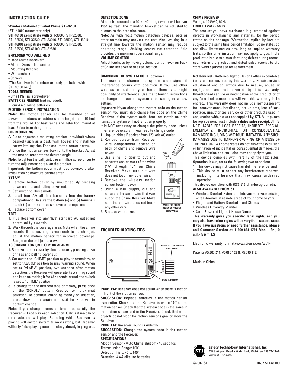 STI 46100 User Manual | 2 pages