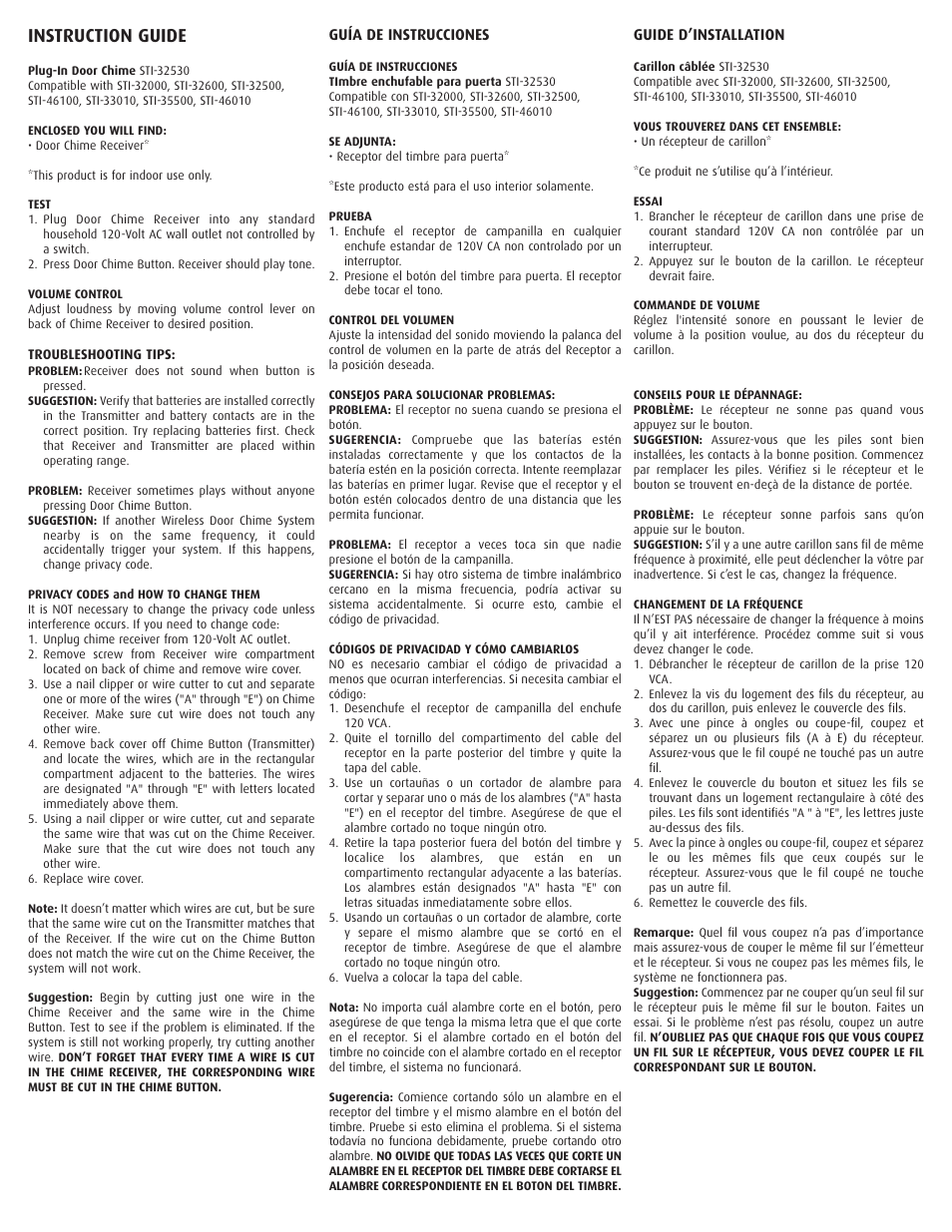 STI 32530 User Manual | 2 pages