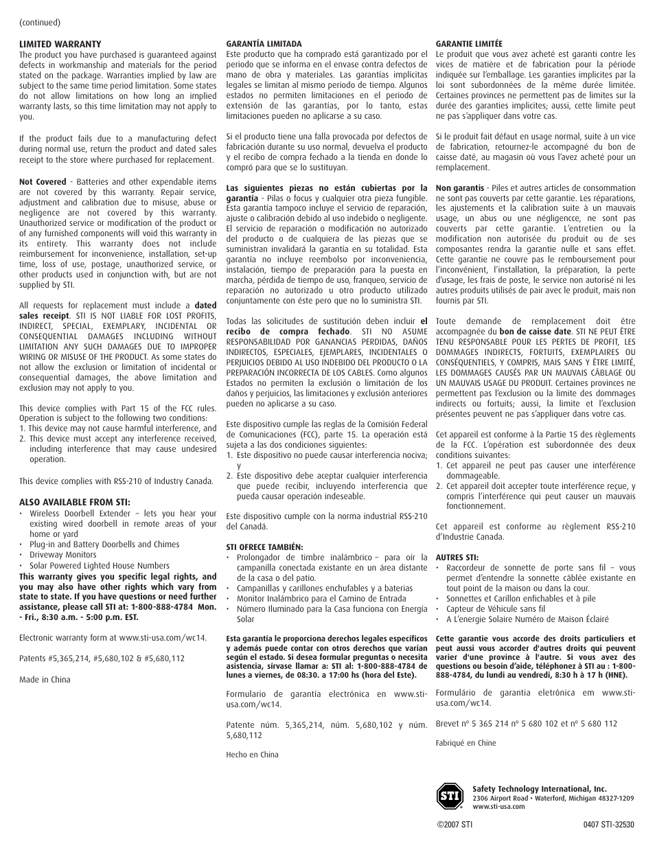 STI 32530 User Manual | Page 2 / 2