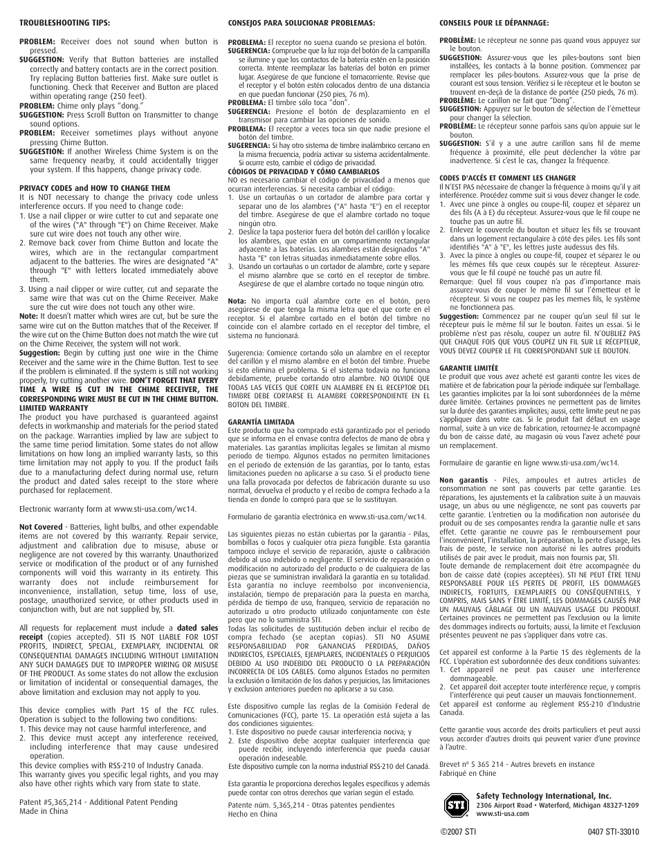 STI 33010 User Manual | Page 2 / 2