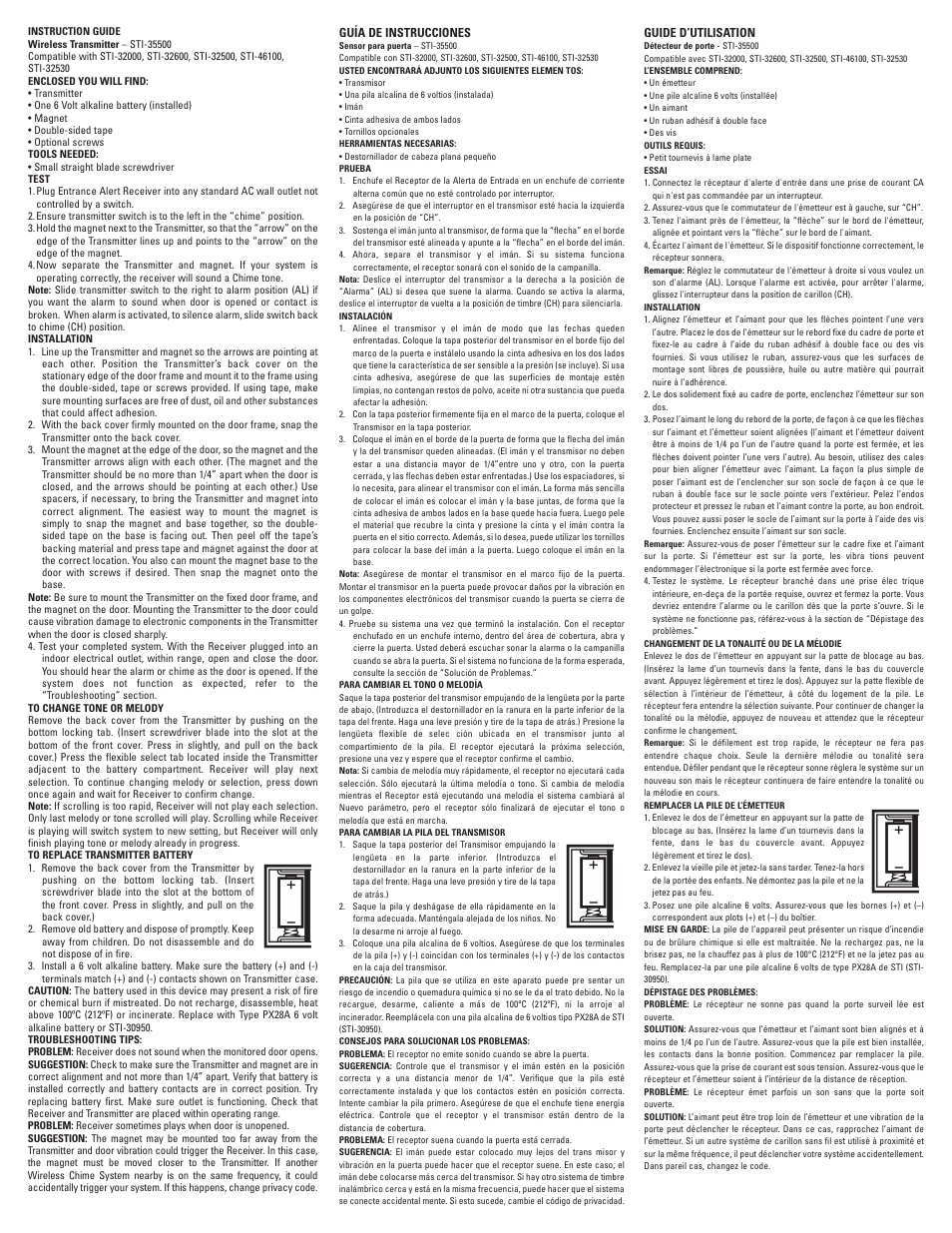 STI 35500 User Manual | 2 pages