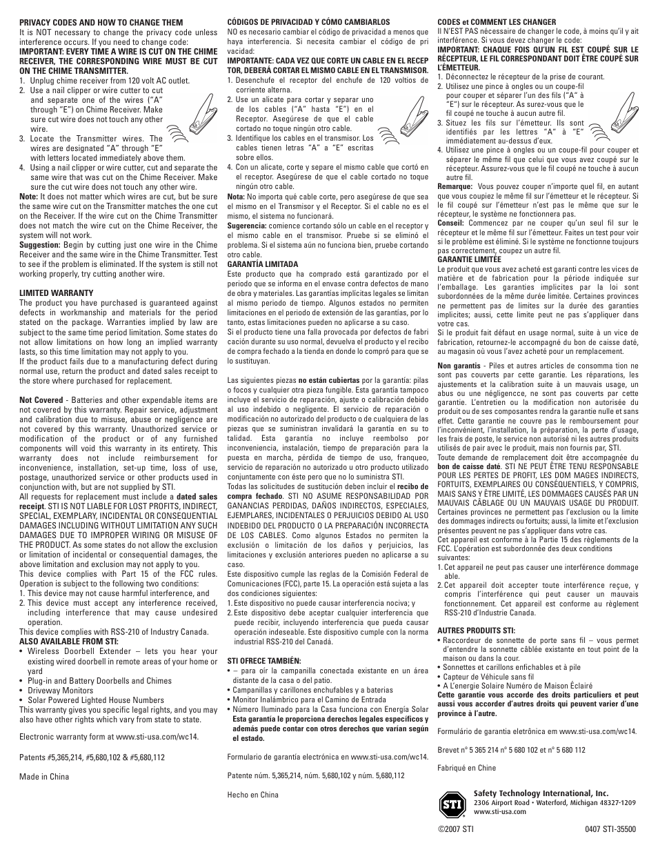 STI 35500 User Manual | Page 2 / 2