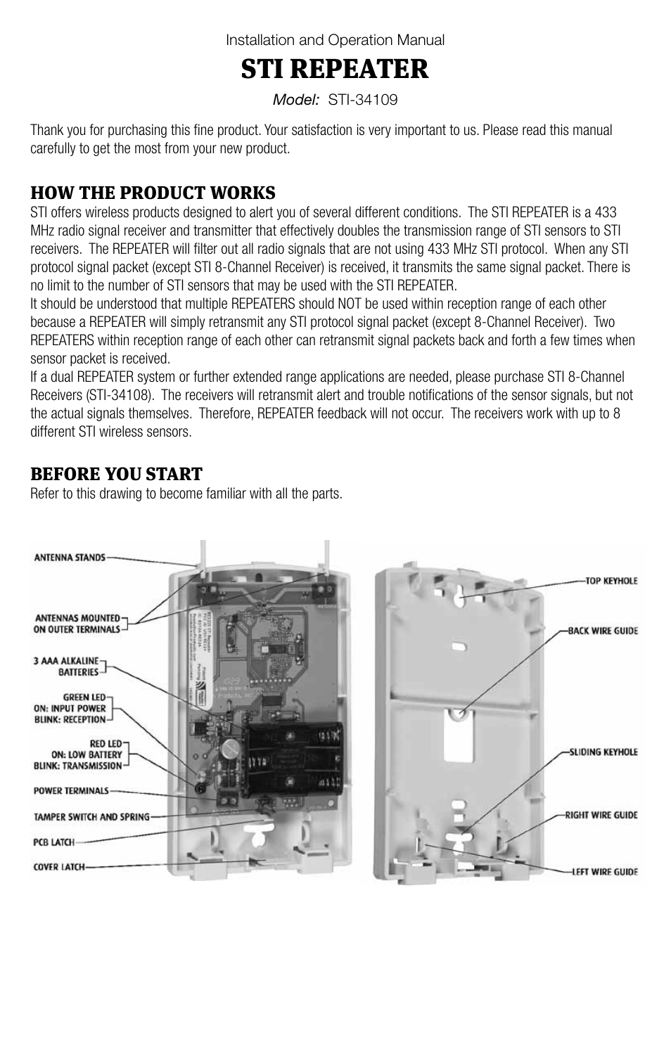 STI 34109 User Manual | 6 pages