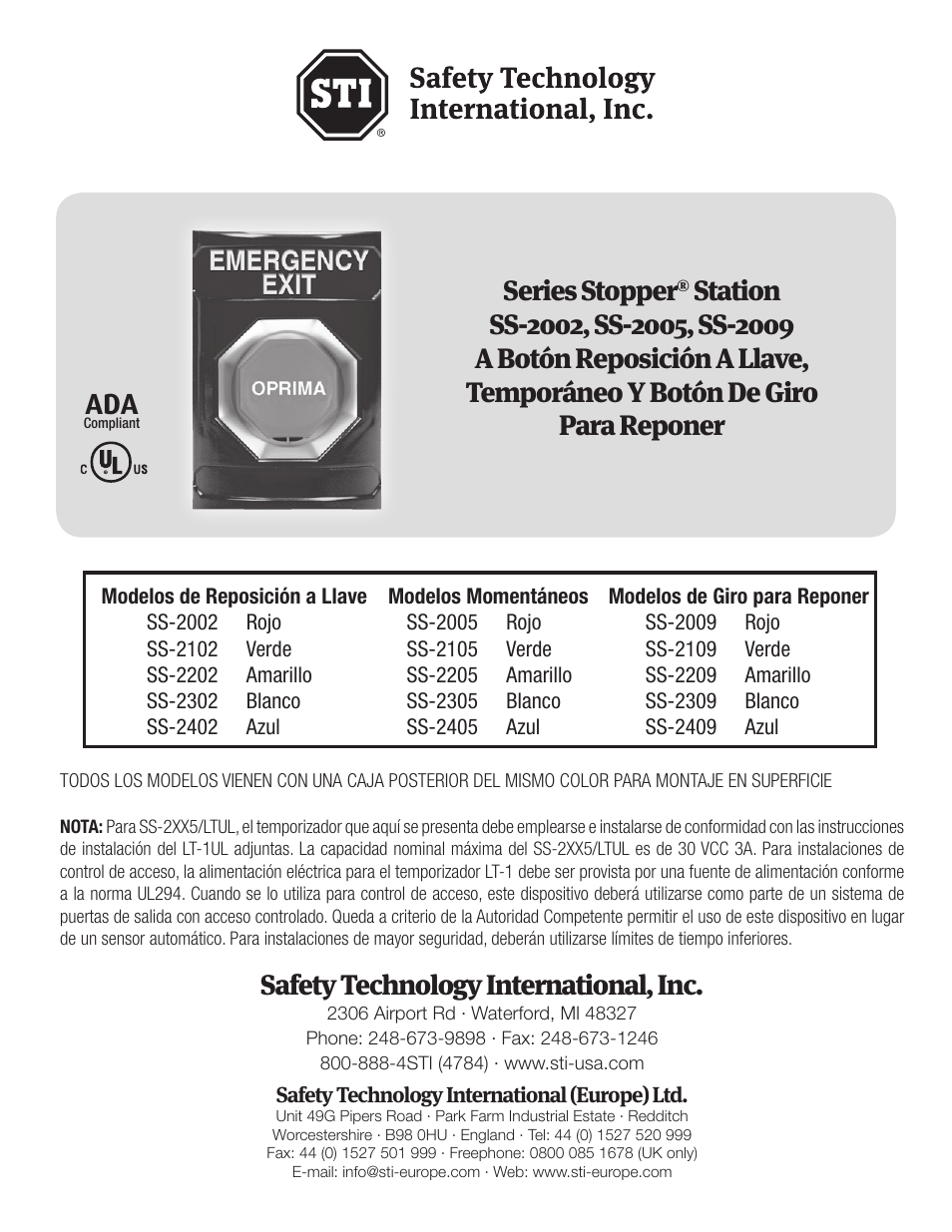 STI SS-2402E User Manual | 8 pages