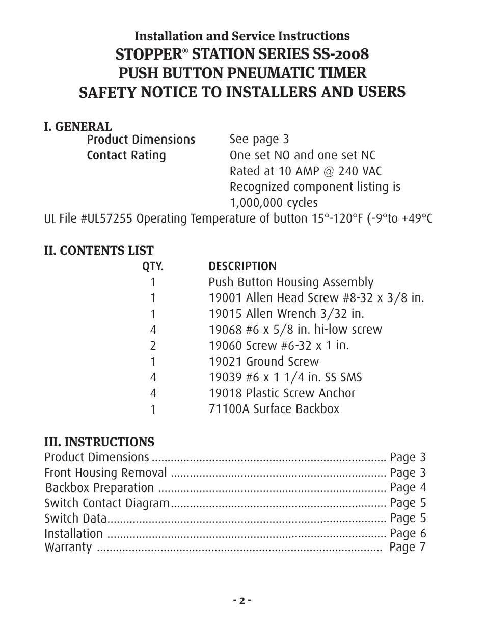 Stopper | STI SS-2108EX User Manual | Page 3 / 8