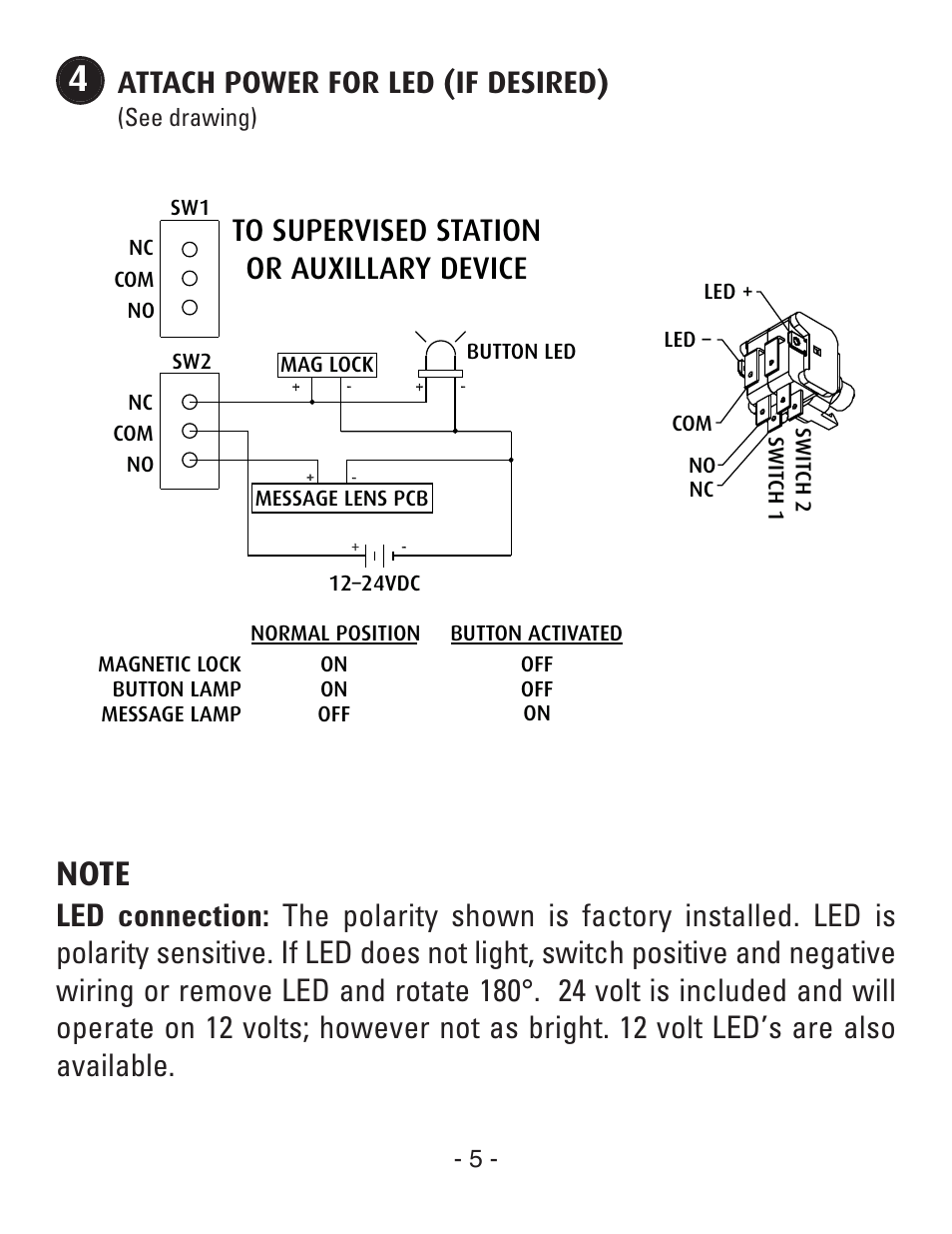 Attach power for led (if desired), See drawing) | STI SUB-UB-1C User Manual | Page 5 / 8