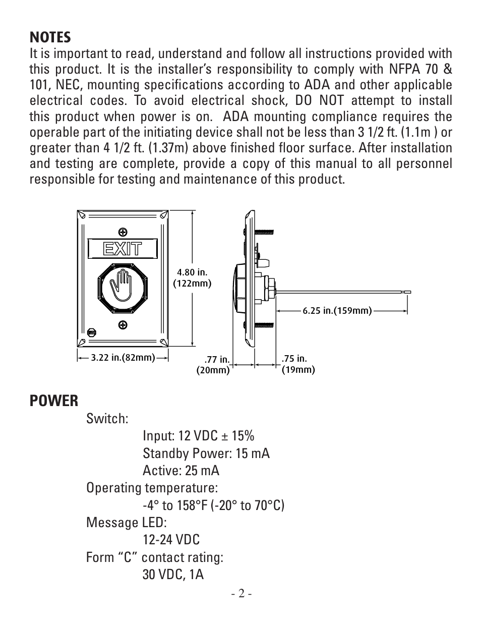 Power | STI UB-1TF User Manual | Page 2 / 8