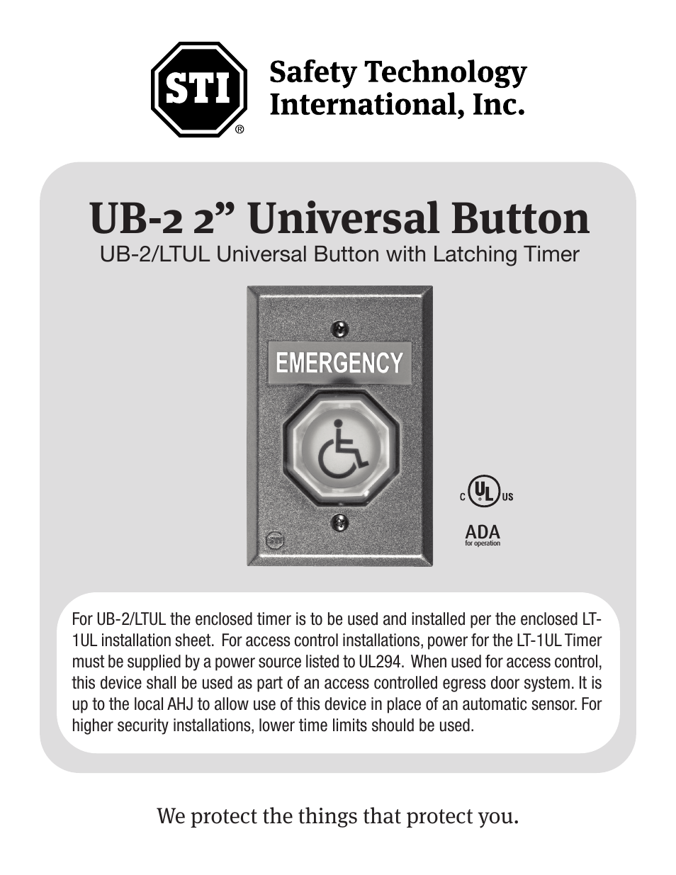 STI UB-2 User Manual | 8 pages