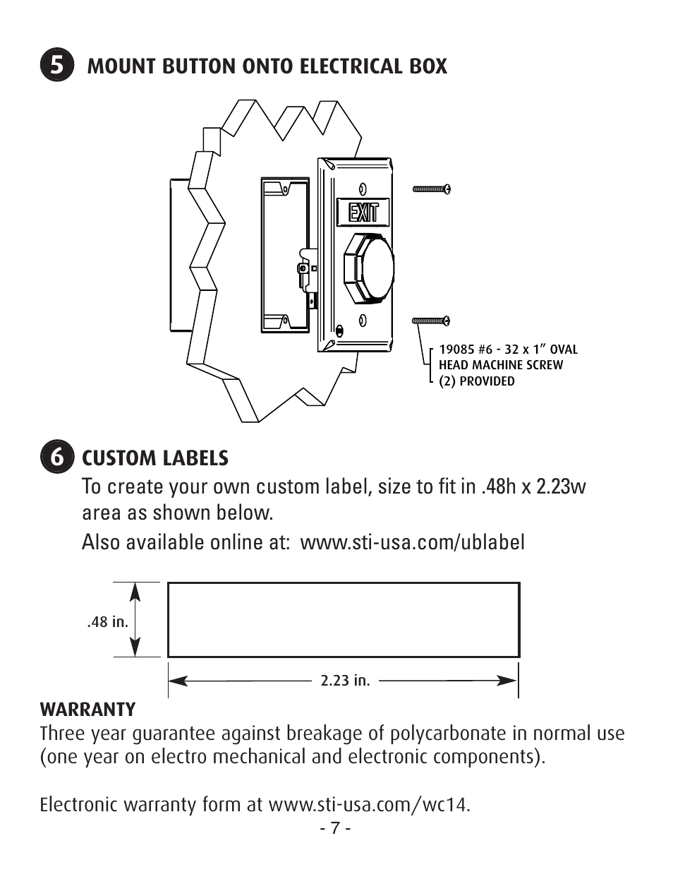Mount button onto electrical box | STI UB-2 User Manual | Page 7 / 8