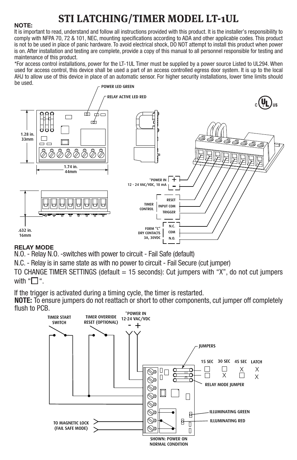 STI LT-1UL User Manual | 2 pages