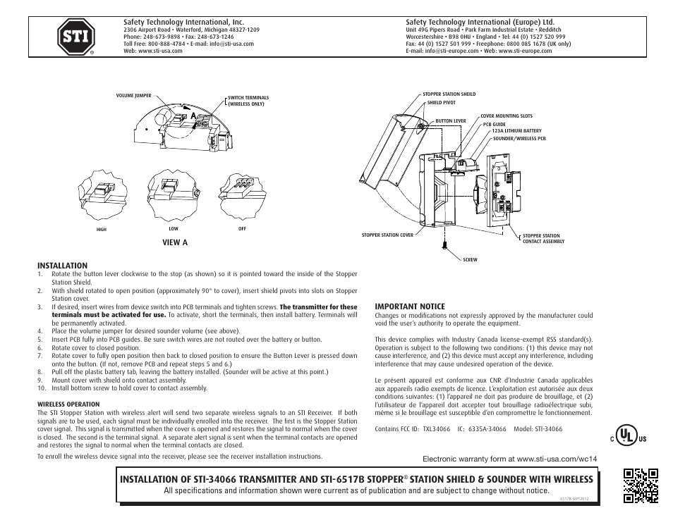 STI 6517B User Manual | 1 page